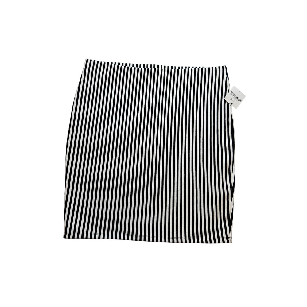 Forever 21 Plus Black White Striped Mini Skirt 2X NWT Vertical Stripe Bodycon